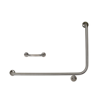 Dolphy 90° flush mount side wall grab rail stainless steel 950 x 600mm lh - silver