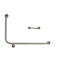 Dolphy 90° flush mount side wall grab rail stainless steel 950 x 600mm rh - silver