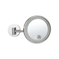 Dolphy one side round led wall mounted 3x magnifying mirror 8 inch - silver