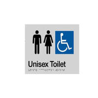 Dolphy uv protected pvc unisex accessible toilet braille sign 180x210x3mm - silver