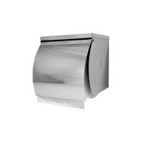 Dolphy space saving stainless steel single toilet roll holder with shelf - silver