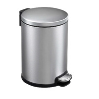 Dolphy stainless steel round bin with foot pedal 6l - silver