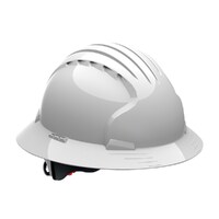 JSP Evo 6161 Full Brim Unvented Hard Hat With Wheel Ratchet White