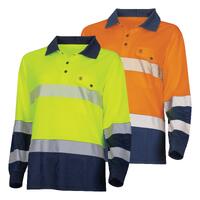 TRU Workwear Recycled Womens Anti-Microbial Micromesh L/S Two Tone Hi-Vis Polo Shirt With Segmented Tape