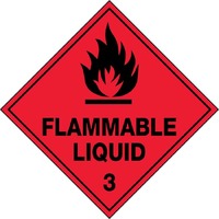 Flammable Liquid 3 Self Adhesive Labels 100x100mm Roll of 250