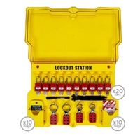 Wall Mounted Lockout Station with Lid 10 Padlocks- Volt Safety