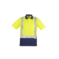 Syzmik Mens Hi Vis Spliced Polo Short Sleeve Shoulder Taped