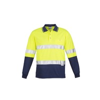 Syzmik Mens Hi Vis Spliced Polo Long Sleeve Hoop Taped